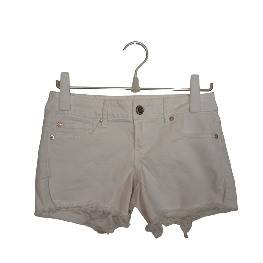 American Eagle white cuttoff stretch shorts sz‎ 4